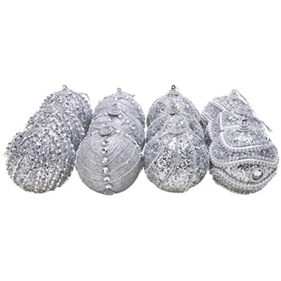 Image of Christmas Concepts® Pack Of 12 8cm (3,2&quot;) Silver Decorated Glitter/Sequin Baubles Luxury Decorations