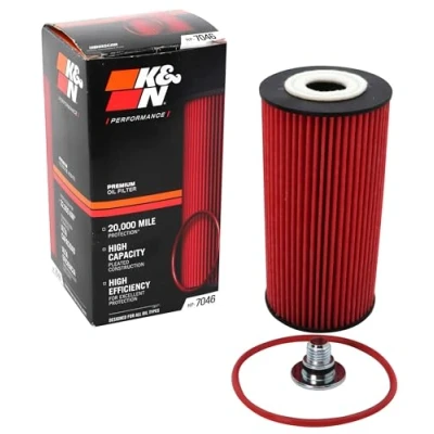 Image of K&amp;N Oil Filter High Performance Series compatible with Hyundai &amp; Kia (HP 7046), Red