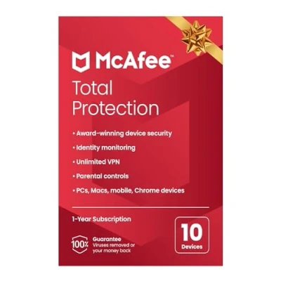 Image of McAfee Total Protection 2023 10 Devices Antivirus Internet Security Software Unlimited VPN 1 Year Subscription By Post