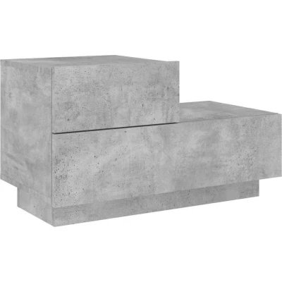 Image of vidaXL Modern Bedside Cabinet with LED Lights and Spacious Storage, Concrete Grey, Engineered Wood
