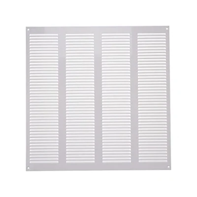 Image of Vent Systems 400 x mm / 16&quot; Inch Cover White Galvanised Metal Air Supply Ventilation with Screen Mesh Louvered HVAC Covers for Bathroom, Home Office
