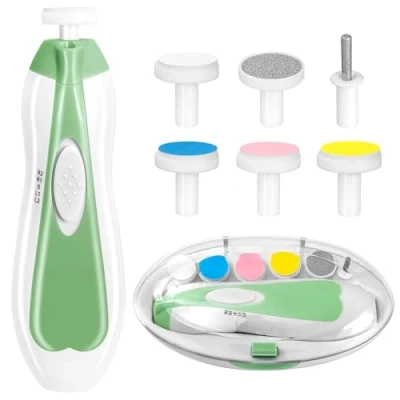 Image of Baby Nail Trimmer Electric, 6 in 1 Clippers, File,Nail File Grooming Kit Manicure Set for Toddler, Newborn or Adults (Green)