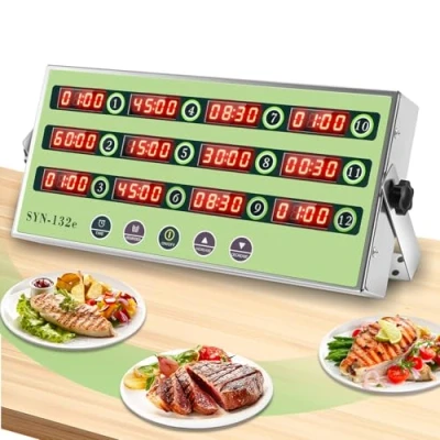 Image of Spolehli Kitchen Timer Commercial Cooking Reminder Restaurant Burger Bakery Fryer Stainless Steel Loud Alarm for Home Hotel Restaurant(12 Channels)