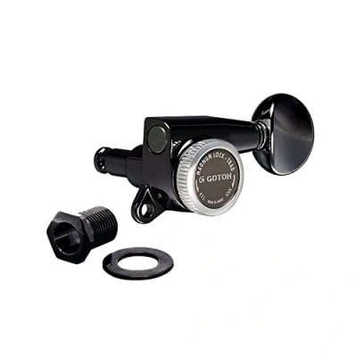 Image of Gotoh SG381 Magnum Lock Traditional Tuners 6 In Line with Rounded Mini Buttons (Model 05) 16:1 Gear Ratio Black