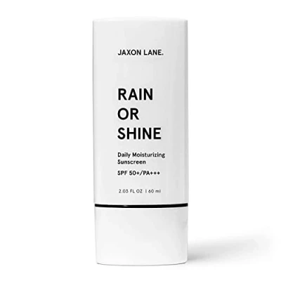 Image of RAIN OR SHINE Anti Aging Face Sunscreen SPF 50 for Clear Skin w/Green Tea, Hyaluronic Acid, Vitamin C, E Oil, Ginseng Extract, Licorice Root Moisturizer Face, Fragrance Free 2.03 Oz