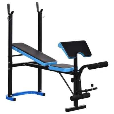 Image of HOMCOM Adjustable Weight Bench with Leg Developer Barbell Rack for Lifting and Strength Training Multifunctional Workout Station Home Gym Fitness, Black