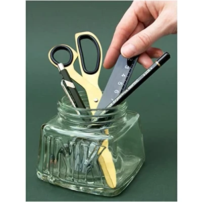 Image of Suck UK Desk Tidy Inkwell Pen Pot &amp; Pencil Holder For Accessories Stationary Supplies Glass Makeup Brush Pots Office Men