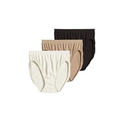 Image of Jockey For Her Comfies 3 pk. Hi Cut Panties 3326 IVORY/BLACK/WHITE 8