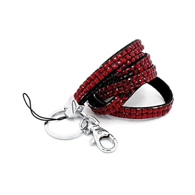 Image of CKB LTD 1x Bling ID RED Acrylic Rhinestone Style Lanyard Neck Strap Swivel Metal Clip