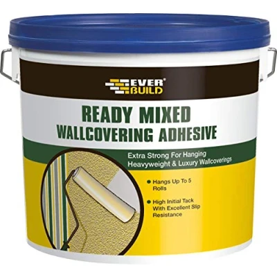 Image of Everbuild Wall Covering Adhesive Ready Mixed Easy To Apply Anti Fungal 4.5kg