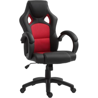 Image of Vinsetto Executive Racing Swivel Gaming Office Chair PU Leather Computer Desk Red