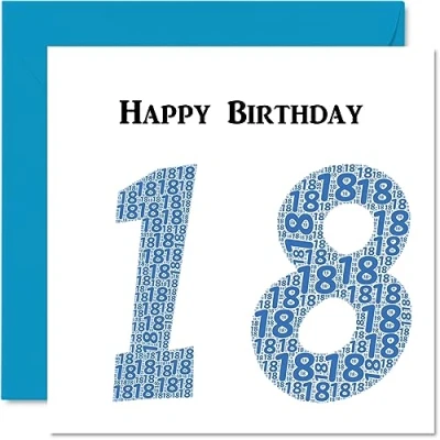 Image of Fun 18th Birthday Cards for Men Shapecloud Happy Card Son Daughter Brother Sister Grandson Granddaughter Niece Nephew Cousin, 145mm x Greeting Cards,