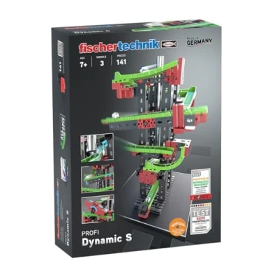 Image of fischertechnik 536620 Building Kit (140 Piece) Dynamic S Sound for Children from 7 Years 3 Models Simple, Action Marble Run with Two Circuits, Green, Small