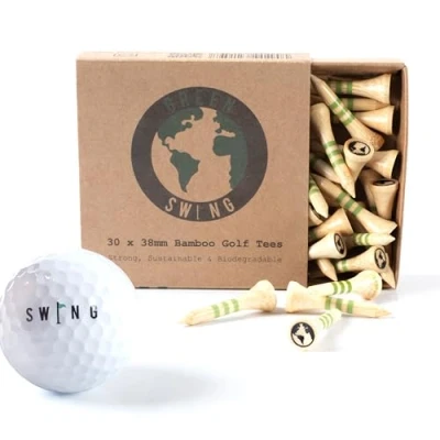 Image of Green Swing Bamboo Golf Tees 38mm Strong Sustainable Biodegradable 30pcs