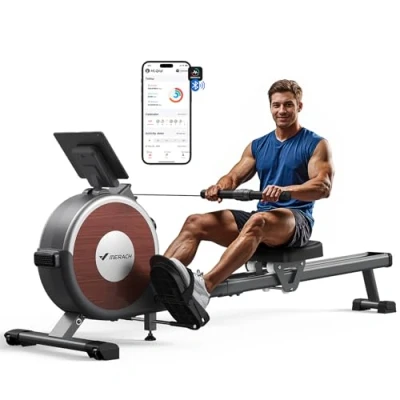 Image of MERACH Rowing Machine for Home Gym, Magnetic Rower with 16 Levels of Quiet Resistance, Dual Slide Rails, 158 kg Weight Capacity, App Compatible