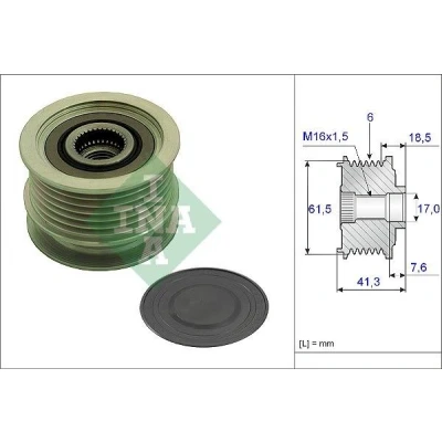 Image of 93180098, 93180102 Freewheel Clutch INA 535 0234 10 41,3mm Requires special tools for mounting VAUXHALL: Zafira Mk2, ALFA ROMEO: 159 Saloon