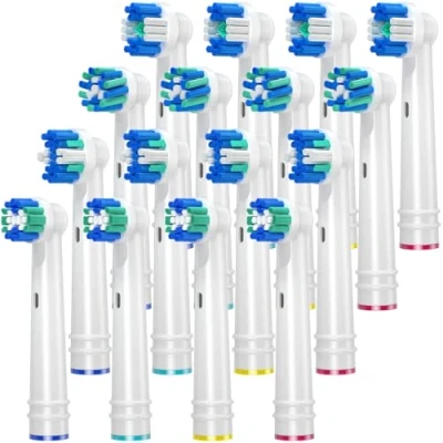 Image of REDTRON Replacement Brush Heads Compatible with Oral B, 16Pcs Family Pack Toothbrush for Works Precision, Whitening and Floss White