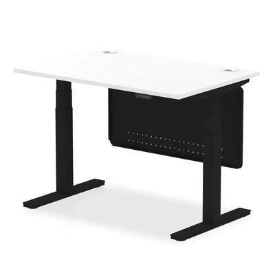 Image of Air 1200x800 Height Adjustable Desk White CP Black Leg Modesty Panel