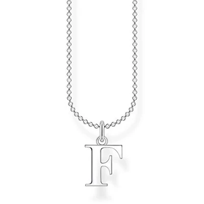 Image of Thomas Sabo Sterling Silver Initial F Necklace of Length 38 45cm