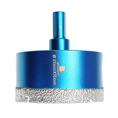 Image of Dry Diamond Core Drill Bit Set,BRSCHNITT 2 4/7 Inch (65mm) Hole Saw with Triangle Shank for Porcelain Tile Ceramic Stone Granite Marble