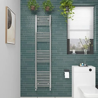 Image of NRG Straight Chrome Bathroom Heated Towel Rail Radiator Central Heating Ladder Rad Warmer 1800x400mm