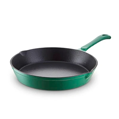 Image of Barbary &amp; Oak 26cm Cast Iron Round Frying Pan Verdigris Green