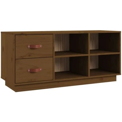 Image of vidaXL Shoe Bench Honey Brown 100x34x45 cm Solid Wood Pine