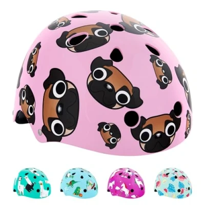 Image of Hornit Kids Bike Helmet Child Bike, Skateboard, Skating &amp; Scooter BMX Toddler Multi sport (Medium, Pug Puppies)