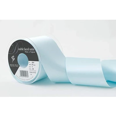 Image of Berisfords Double Faced Satin Ribbon, Sky, 70 mm Width, 20 metre Length