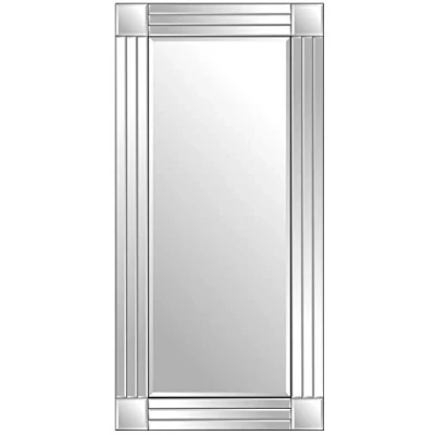 Image of Mirror Large Triple Silver Bevelled Modern All Glass Wall 5Ft8 X 2Ft9 (174cm 85cm), frameless, YC064 1