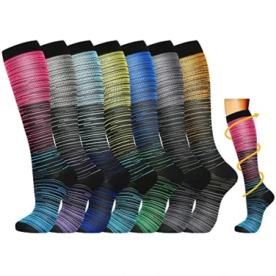Image of 7 Pairs Compression Socks for Women &amp; Men 15 20 mmHg is Best Athletic Medical Running Flight Travel Nurses