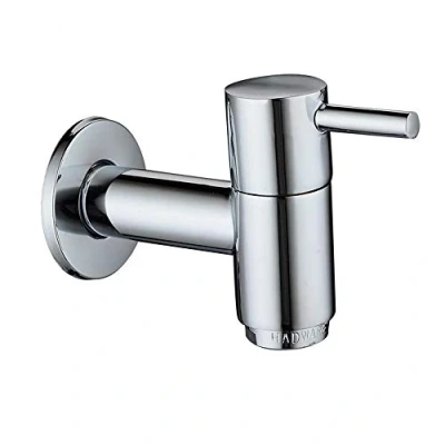 Image of Wall Mounted Basin Tap Brass Cold Water Faucet Bathroom Washing Machine Outdoor Taps, Chrome