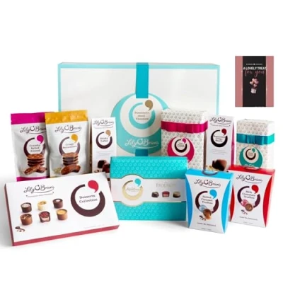 Image of Lily O Brien Chocolate Hamper 10 Collections, 1586g &amp; Card Milk, White Dark Gift Selection Box Obriens Chocolates UK Christmas, Birthday, Valentine, Fathers Day, Mothers Day