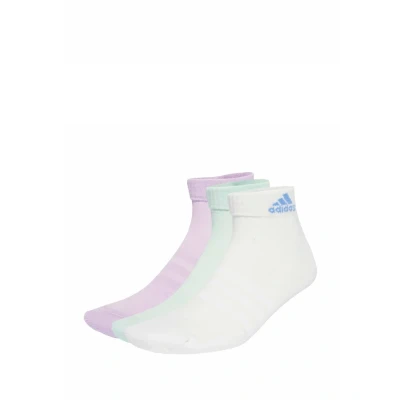 Image of adidas Unisex Cushioned Sportswear Ankle Socks 3 Pairs, Powder Plum/White/Halo Mint, 13 14.5