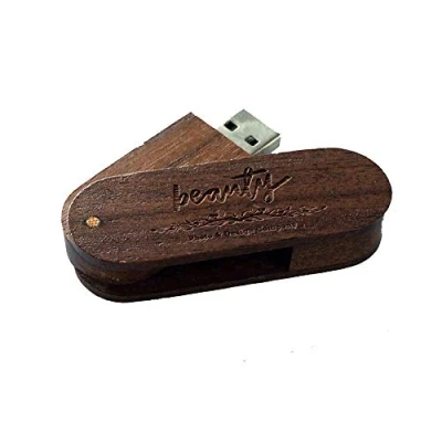 Image of Personalised Wooden Swirl Walnut Wood 16GB USB Flash Drive, Business Promotional Gift, Wedding Photo Storage Gift(no box)