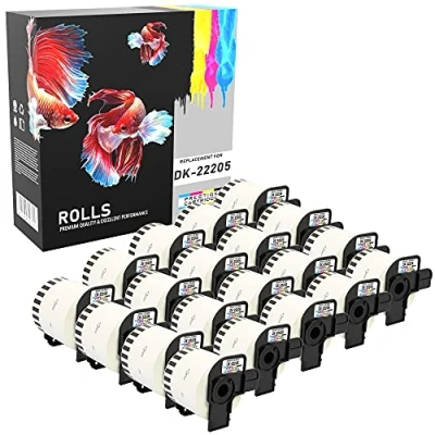 Image of Compatible with DK22205 Continuous White Standard Address Labels for Brother QL 500, 550, 560, 570, 580N, 650TD, 700, 720NW, 1050, 1060N Label Printers (62mm x 30.48m)