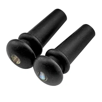Image of Musiclily Slotted Ebony Acoustic Guitar Endpin, Black with 4mm Green Pearl Dot (2 pieces)