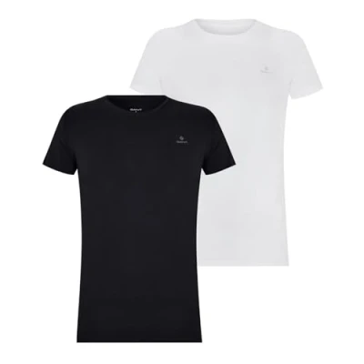 Image of GANT Men&#039;s C Neck T Shirt 2 Pack, Navy/White, XL