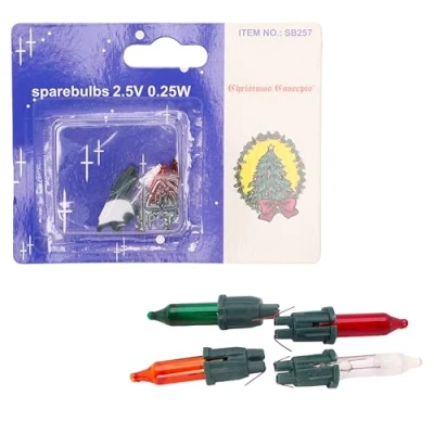 Image of 3 Push In Multi Colour Replacement Spare Bulbs 2.5v 0.25w &amp; 1 Fuse Bulb (SB257)