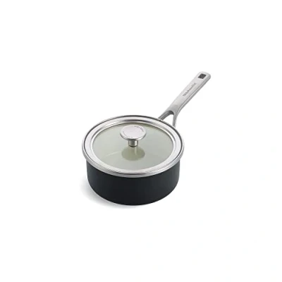 Image of KitchenAid Steel Core Enamel 16 cm/1.3 Litre Saucepan with Lid, German Engineered Enamel, Induction, Oven Safe, Matte Black