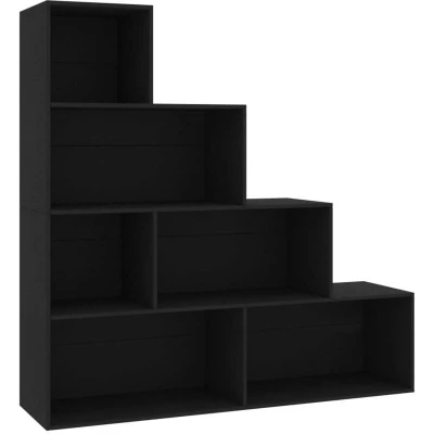 Image of vidaXL Book Cabinet/Room Divider Black 155x24x160 cm Engineered Wood