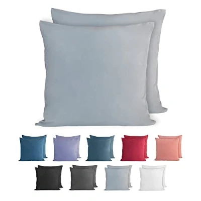 Image of Komfortec 100% cotton cushion covers, set of 2, 50 x cm, super soft premium jersey pillowcase, 150 g/m², cover, grey