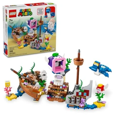 Image of LEGO Super Mario Dorrie&#039;s Sunken Shipwreck Adventure Expansion Set, Collectible Toy for Kids with Cheep Cheep, Chomp and Blooper Figures, Gift Boys, Girls Gamers, 71432