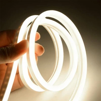 Image of ausuky DC 12V Flexible LED Strip Waterproof Neon Lights Silicone Tube 1/3/5 m Lamp Bar (White,5m)