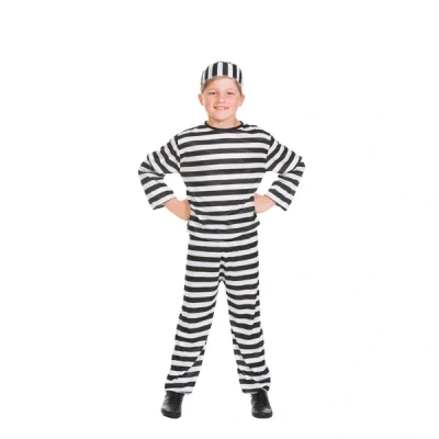 Image of Children&#039;s Convict Black/White 128cm Costume Small 5 7 yrs (128cm) for Prisoner Jail Fancy Dress