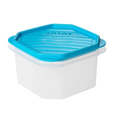 Image of TATAY Food Storage, Airtight, 0.6 L of Capacity, Flexible Pressure Lid, BPA free, Suitable Microwave and Dishwasher, Blue. Measures: 12 x 7,5 cm