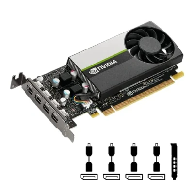 Image of PNY Nvidia Quadro T1000 4GB GDDR6 Single Slot Low Profile Graphics Card 896 CUDA Cores, 128bit, 160GB/s, 4 x Mini DisplayPort 1.4, 50W Power Consumption, PCI Express 3.0 x16