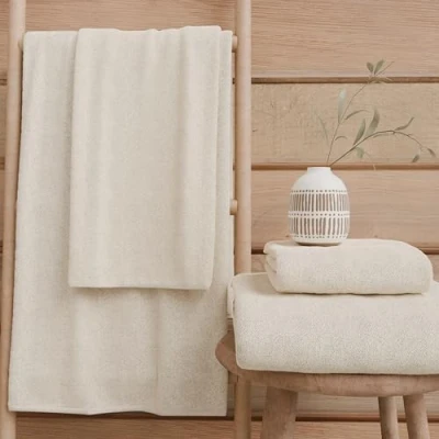 Image of PETTI Artigiani Italiani 100% Cotton Terry Bath Towels, 1+1 Towel Set, 2 Pieces 1 Face and Hand Towel, Ivory Towels