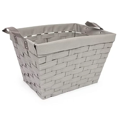 Image of Ehc Large Rectangular Shelf Storage Laundry Toys Mulit purpose Basket Hamper Organizer With Handles, Grey
