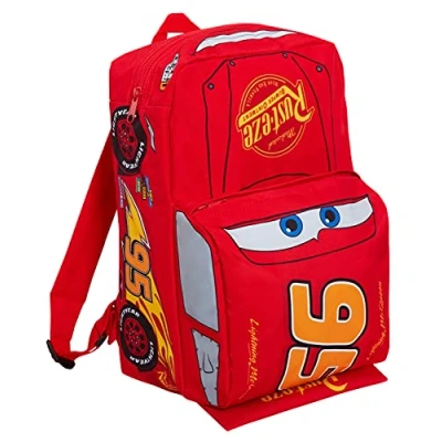Image of Disney Cars 3D Backpack Kids Lightning McQueen School Nursery Lunch Bag Rucksack Red 95